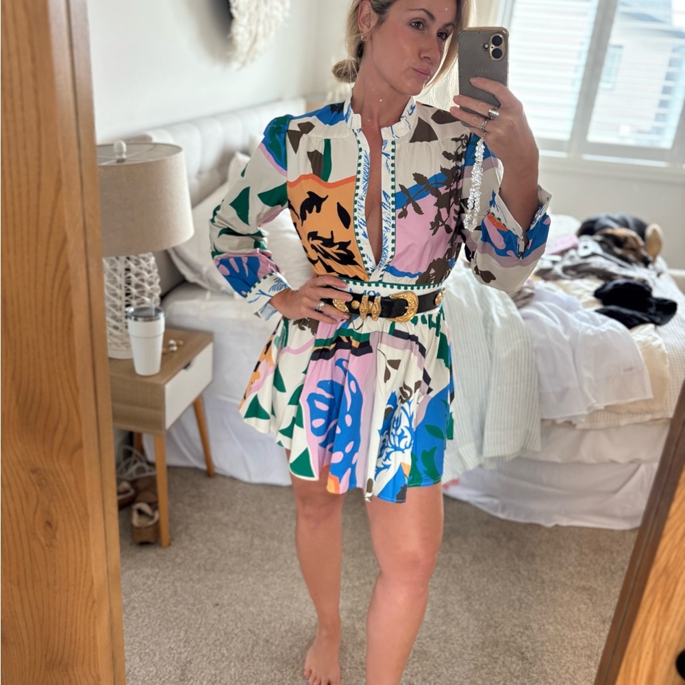 Colorful Patterned Long Sleeve Dress